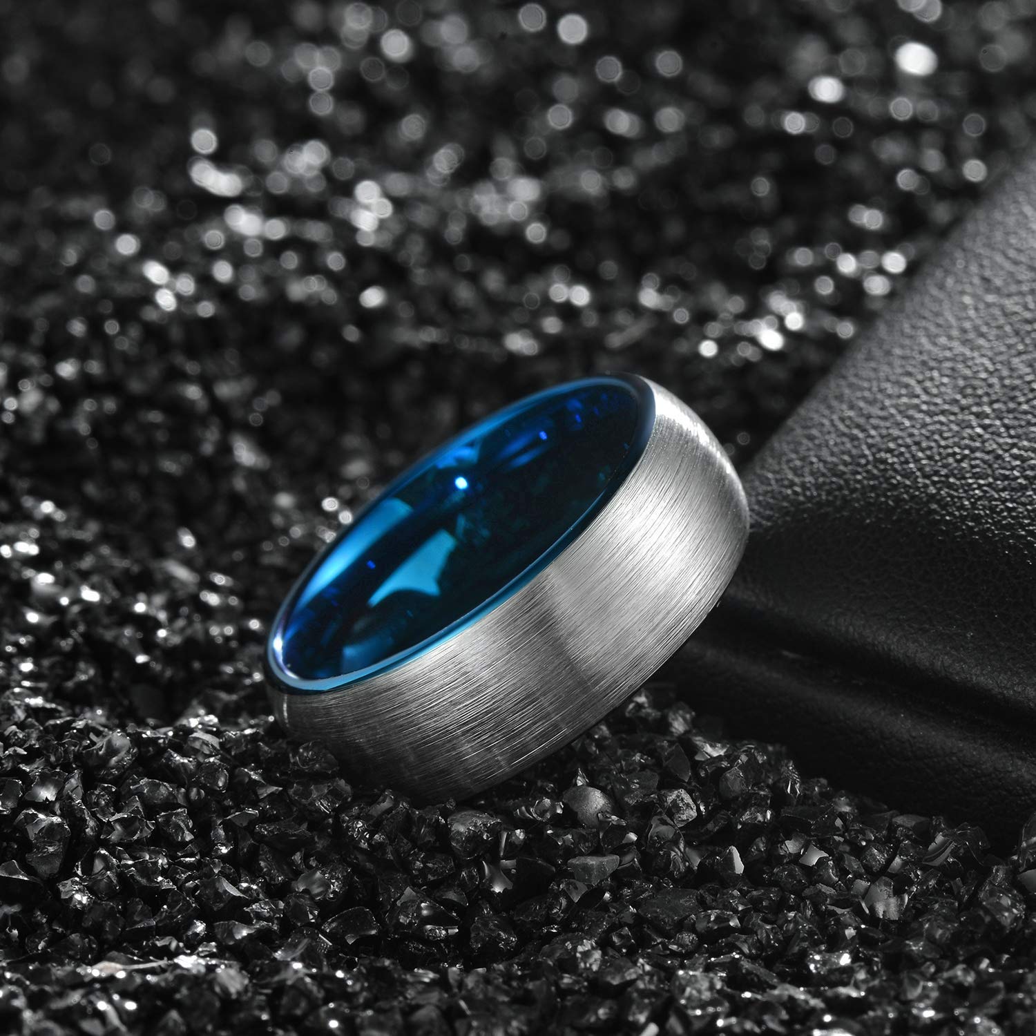 Anelli di fidanzamento in tungsteno da 6 mm e 8 mm, per uomini e donne, a fascia, a due tonalità, spazzolato, vestibilità comoda