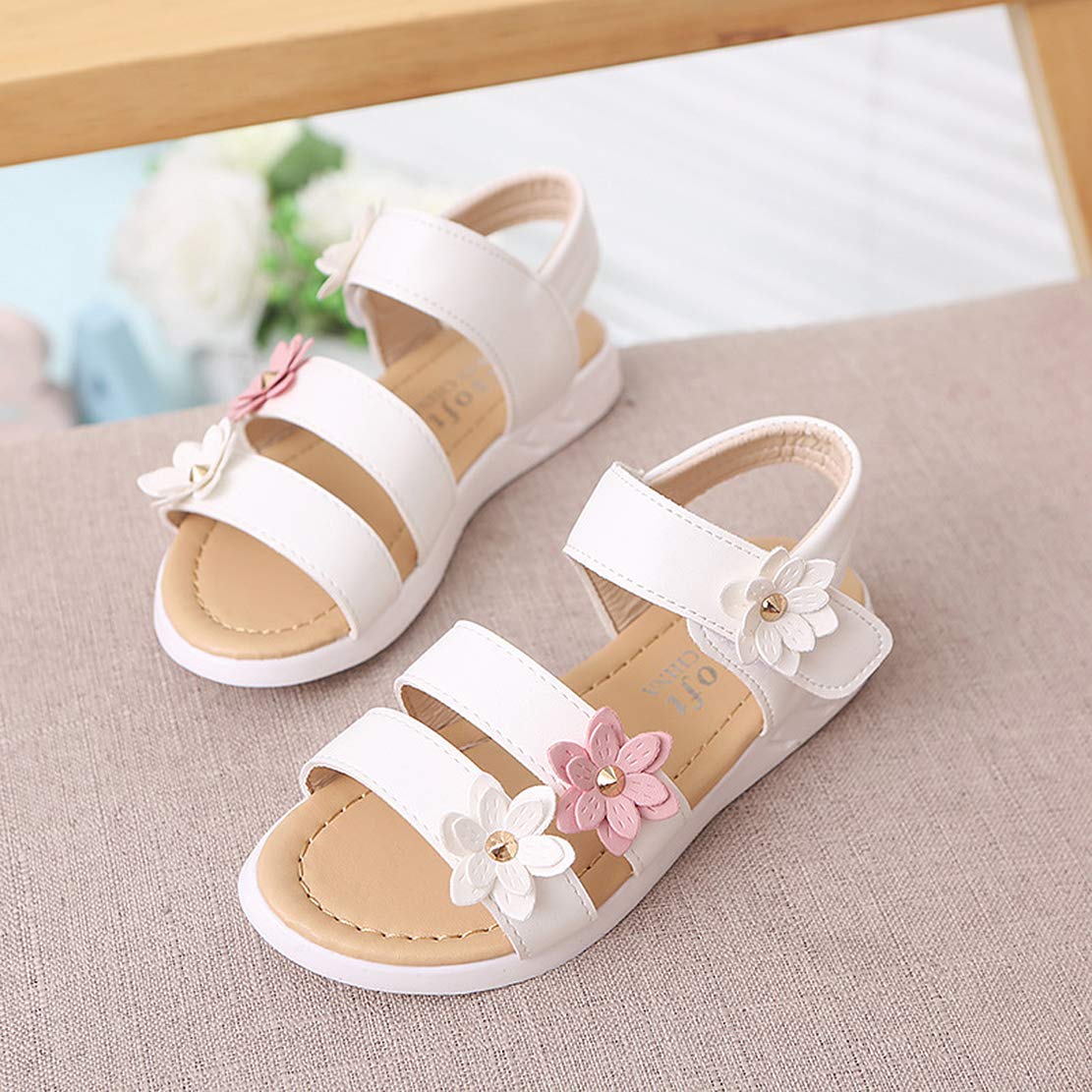 Sandales Mädchen Sandalen Sommer Leder Blumen für Kleinkind Mädchen