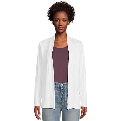 L.L.Bean Pima Cotton Open Cardigan With Pockets white