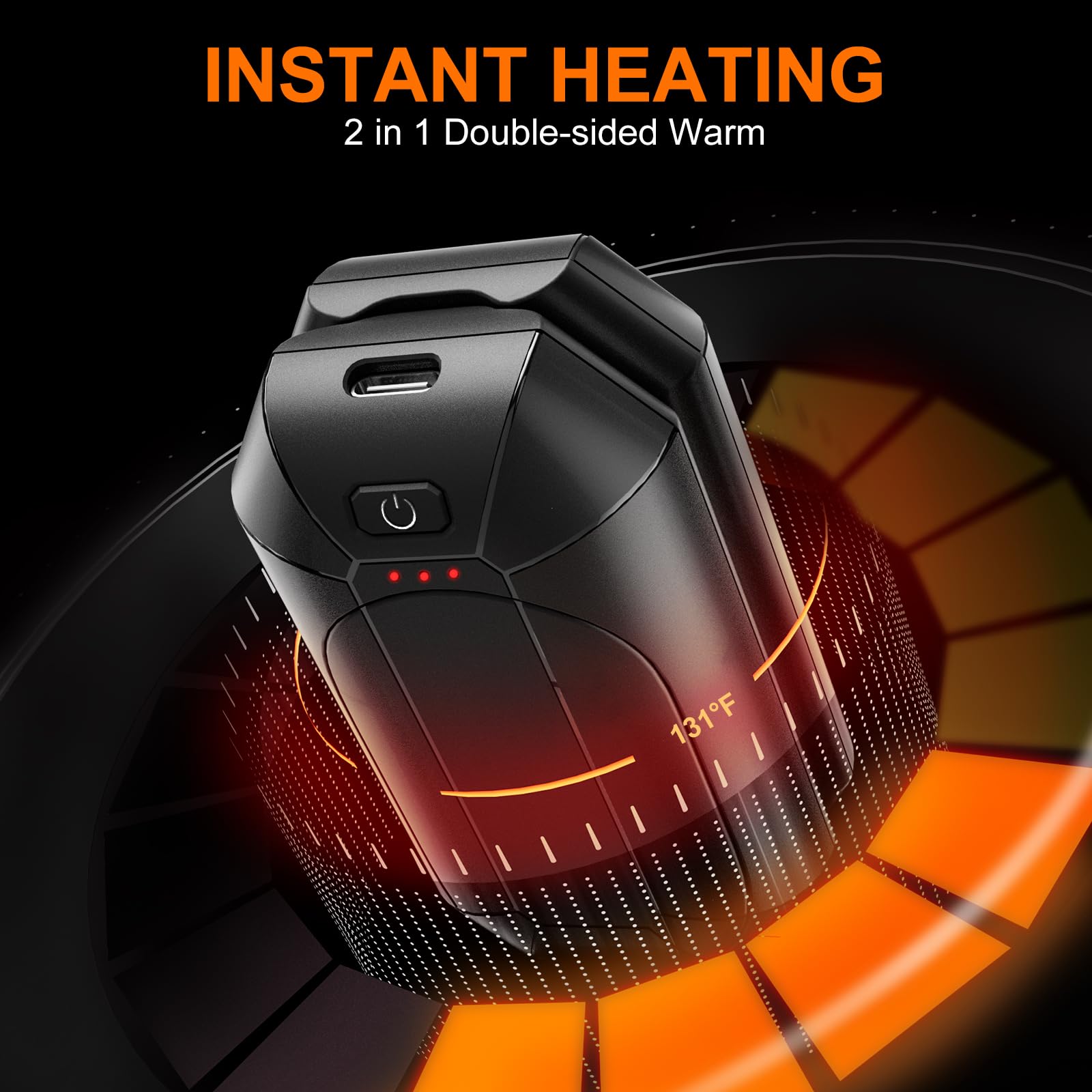 AI Lot de 2 chauffe-mains rechargeables avec batterie de 4000 mAh, puces intelligentes intelligentes, chaleur sûre de 20 heures, chauffage de poche portable, pour l'extérieur, la chasse, le golf, le