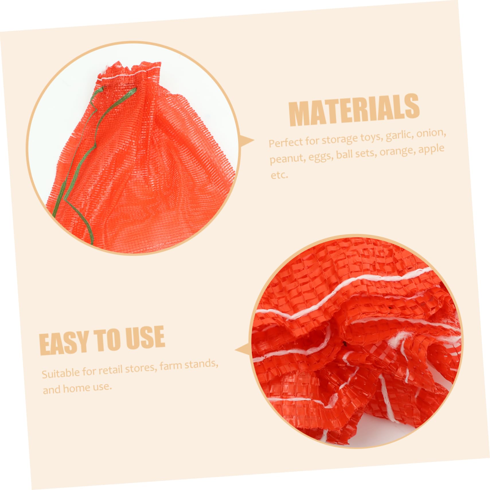 Bolsa de Malla de Plástico Roja Cordón 50 Piezas 50x80 Cm