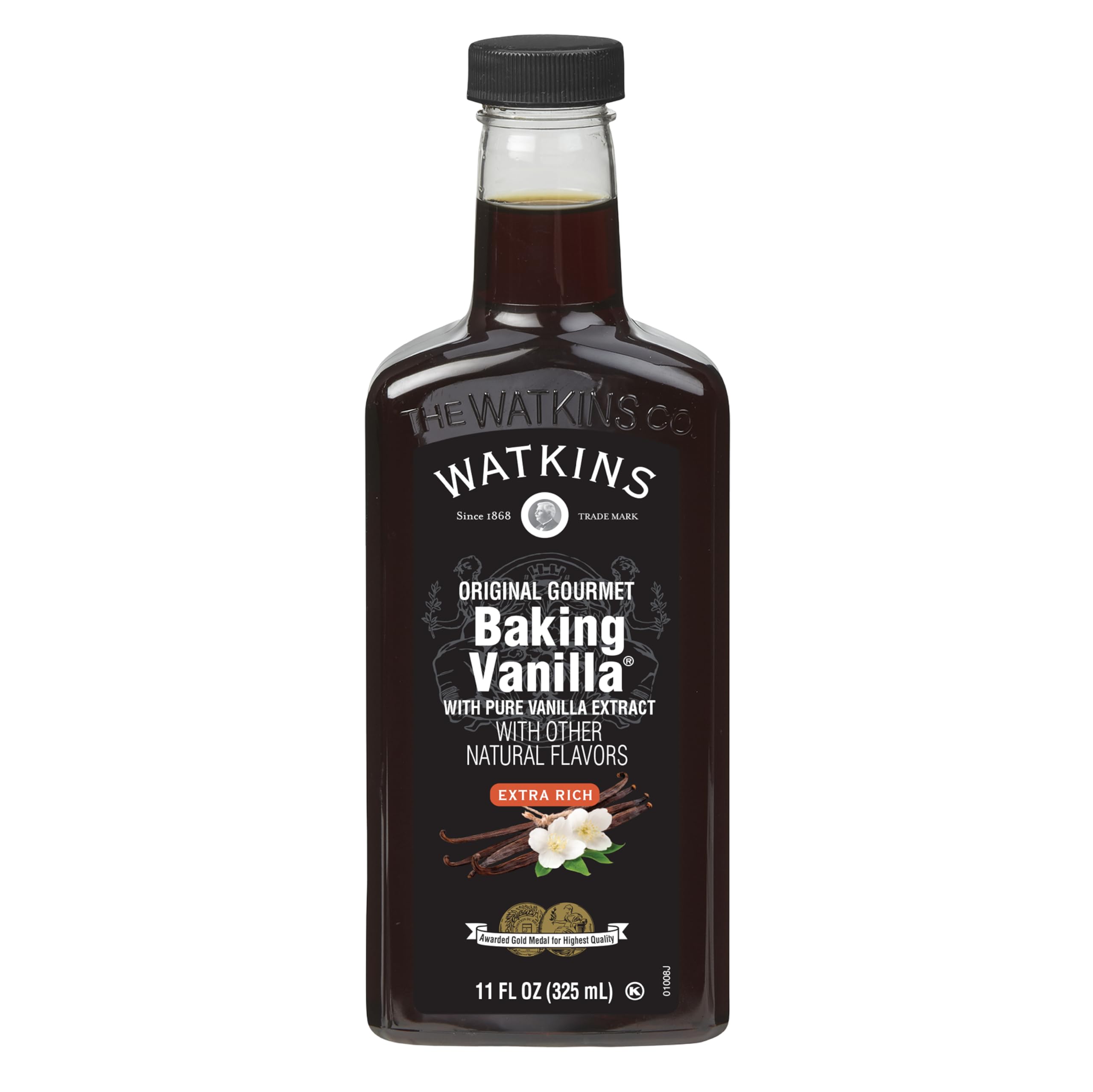 Watkins All Natural Original Gourmet Baking Vanilla, with Pure Vanilla Extract, 11 Fl Oz (Pack of 1) - Packaging May Vary