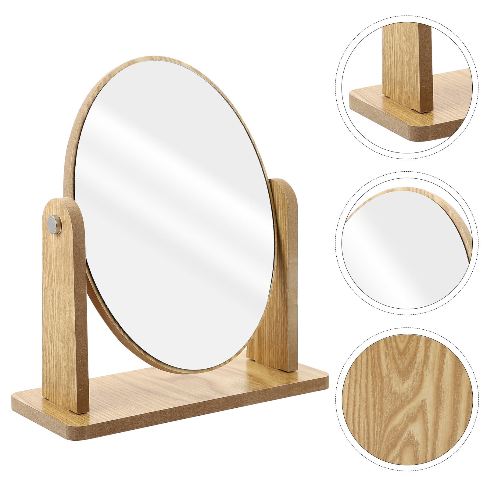 Cabilock Espejo Diseño Moderno y Simple de Maquillaje de Madera Ovalado de Sobremesa Ahorro de Espacio para Mujer Adecuado para Tocador en Dormitorio o Baño
