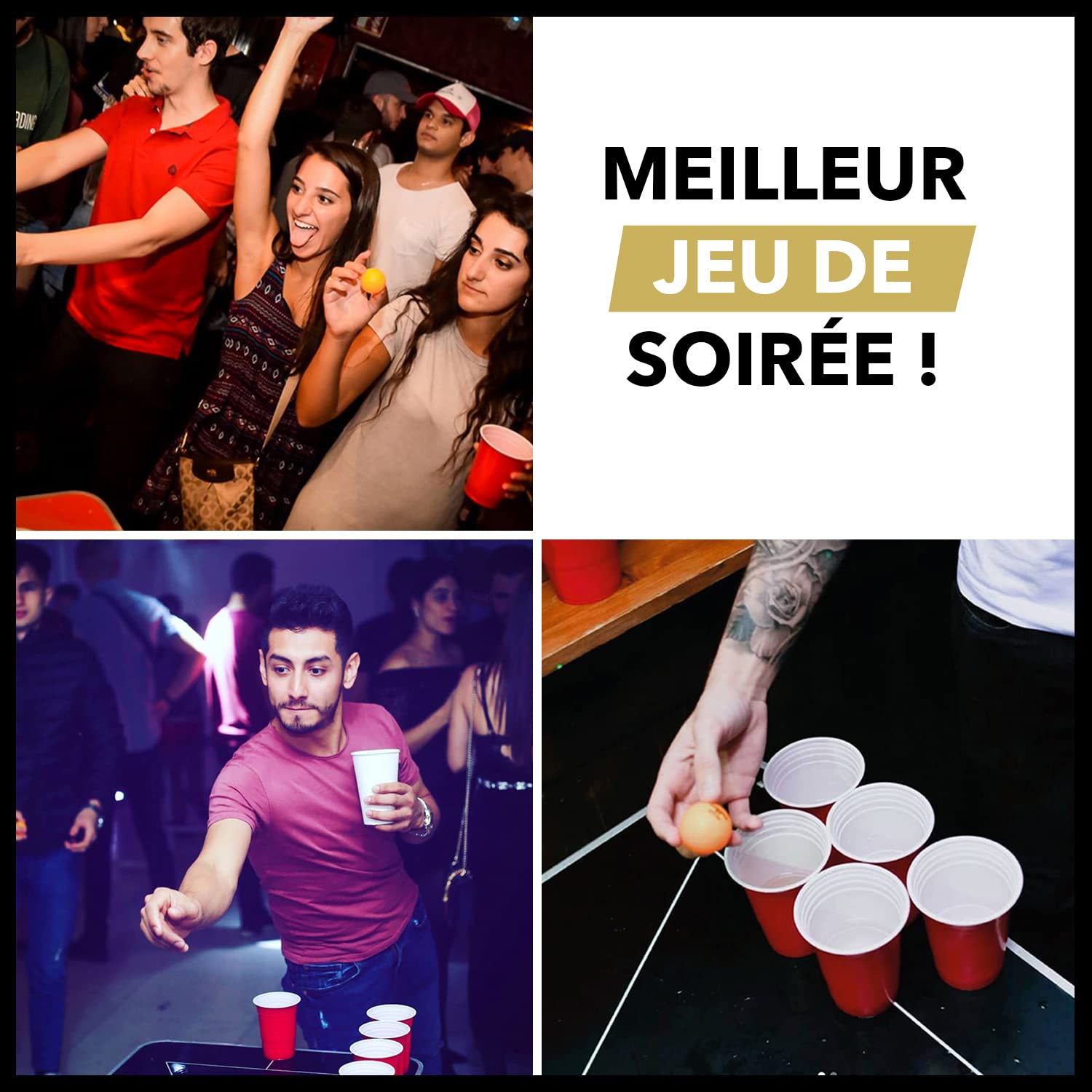 Beer Pong® - Table Beer Pong Officielle, Pliable et Transportable avec Revêtement Etanche Anti-Rayures - Homologuée pour Les Tournois de Biere Pong - Jeu d'alcool pour Soirée Fun Entre Potes