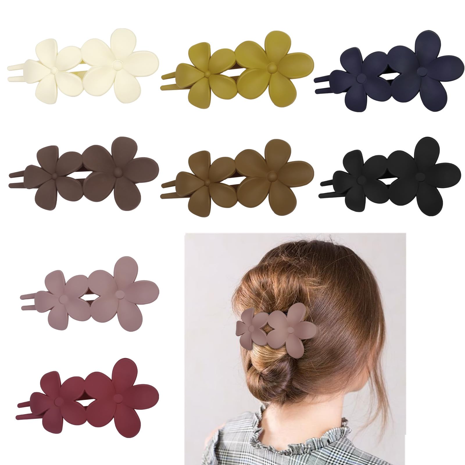 8 PCS Flower Hair Clips for Women, Claw Clips for Hair Claw Clip for Thin Thick Hair Flower Alligator Clips for Women Non slip Duck Billed Hair Clips