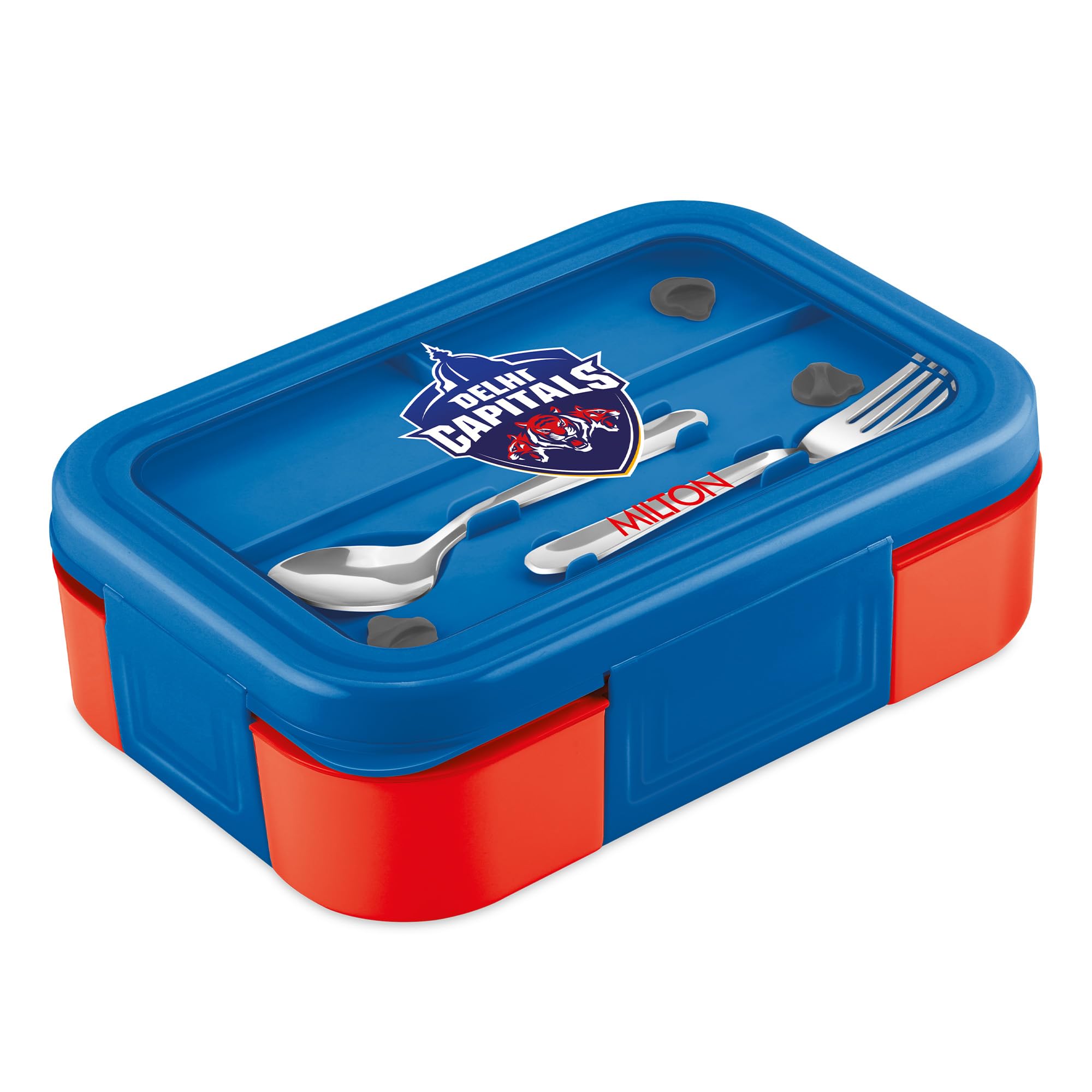Milton Sports Ethan 3|Delhi Capitals Official Drinkware Partner|Inner SS Tiffin Box, 3 Partition,Steam Release Plug|PU Insulated,Leak-Proof|Lunch Box for Kids,Boys,Girls with Snap Lock Lid|600 ml, Red