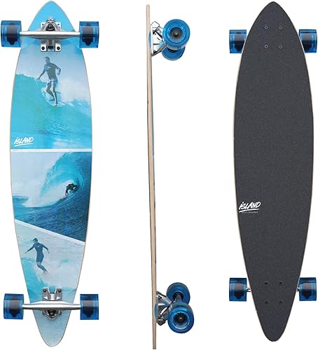 Island Skate - Patineta Longboard de 38 pulgadas Longboard Cubierta de arce canadiense de 7 capas Diseñada para principiantes a pilotos avanzados.