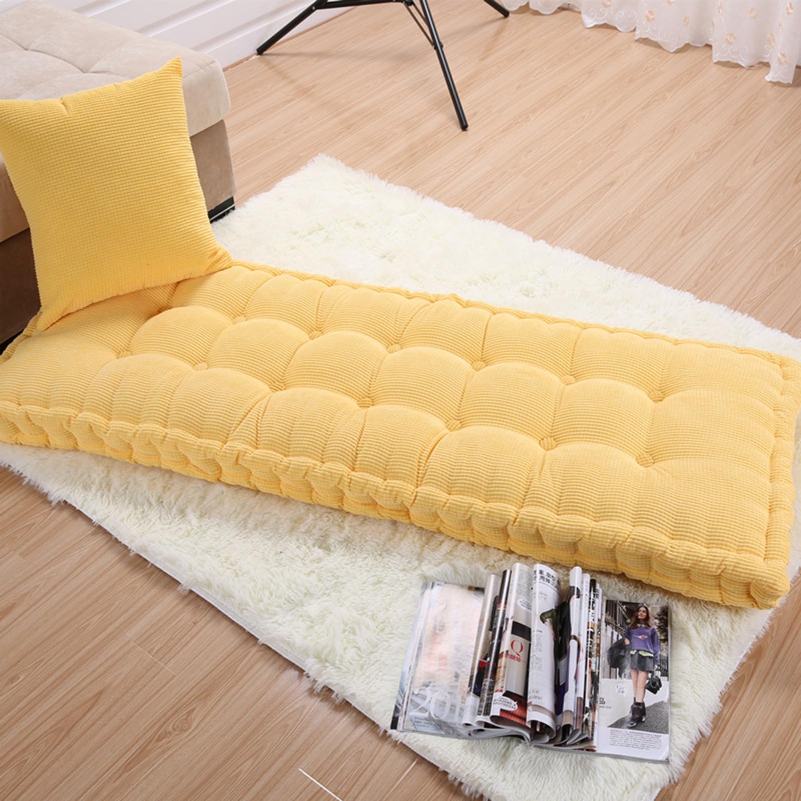 Cojín De Asiento para Esterno De 10 Cm De Grosor Cojín De Banco De Jardín Cojín De Asiento Rettangolare para Banco De Esterno Interno Amarillo 50x55cm