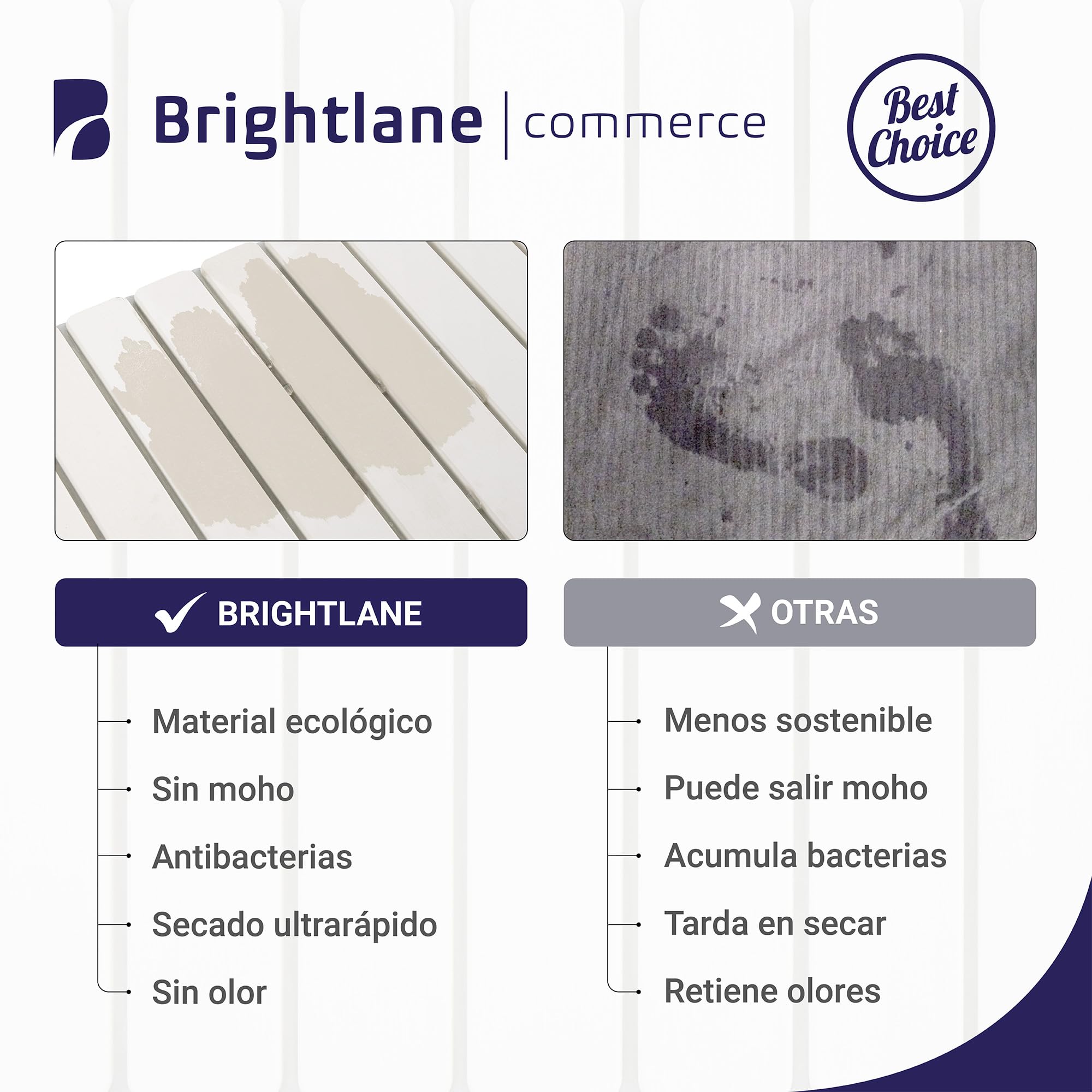 BRIGHTLANE Alfombrilla de Diatomita Plegable 60x39 cm – Secado Ultra Rápido, Antideslizante y Antihumedad – Alfombra de Baño Premium Flexible y Base para Cocina o Escurreplatos (BLDWH6039 Blanco)