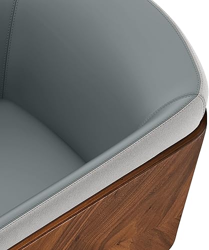 Miniatura 39 de ARTPLAN Uphoolsted - Silla de comedor moderna de mediados de siglo, piel sintética con nogal, silla con brazo acentuado, silla de estar con pies de