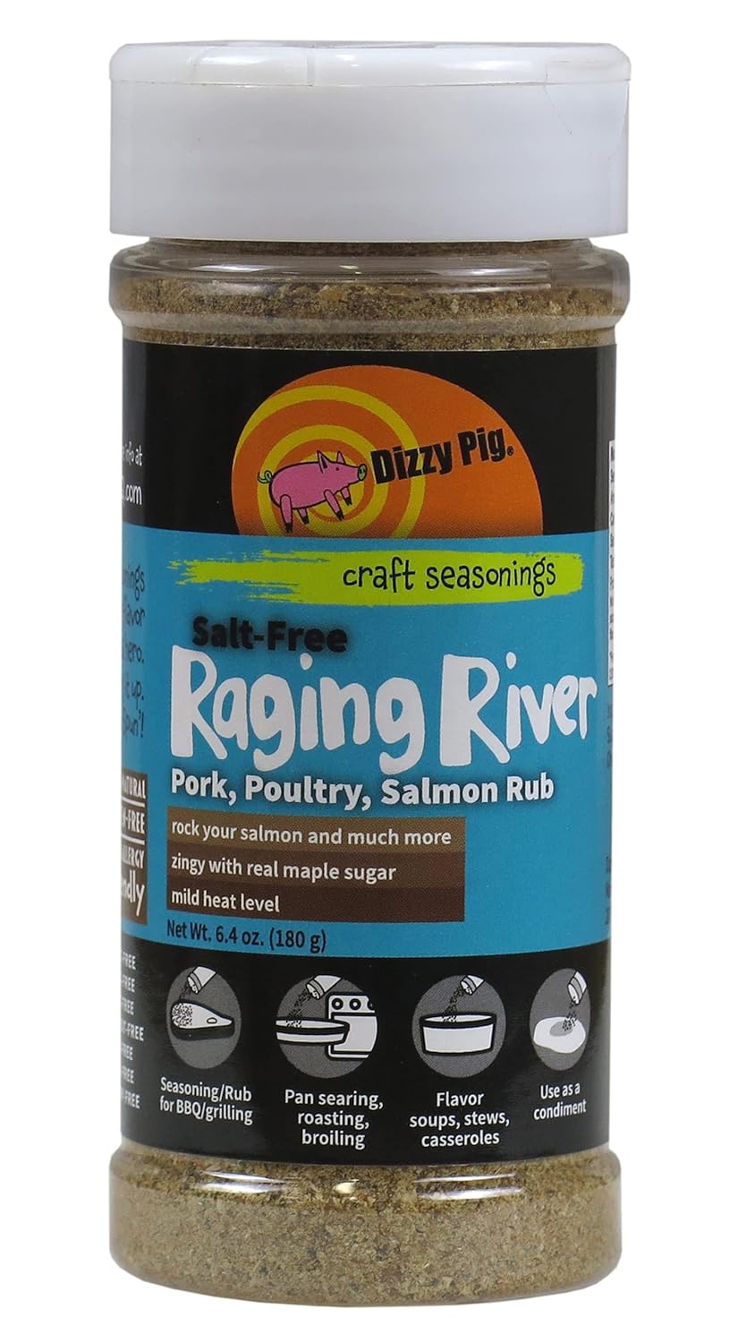 Dizzy Pig Raging River Salmon Seasoning Rub (Quart Shaker) - Seasons Around 120lbs of Food - Hand Made in the USA - MSG Free, Gluten Free