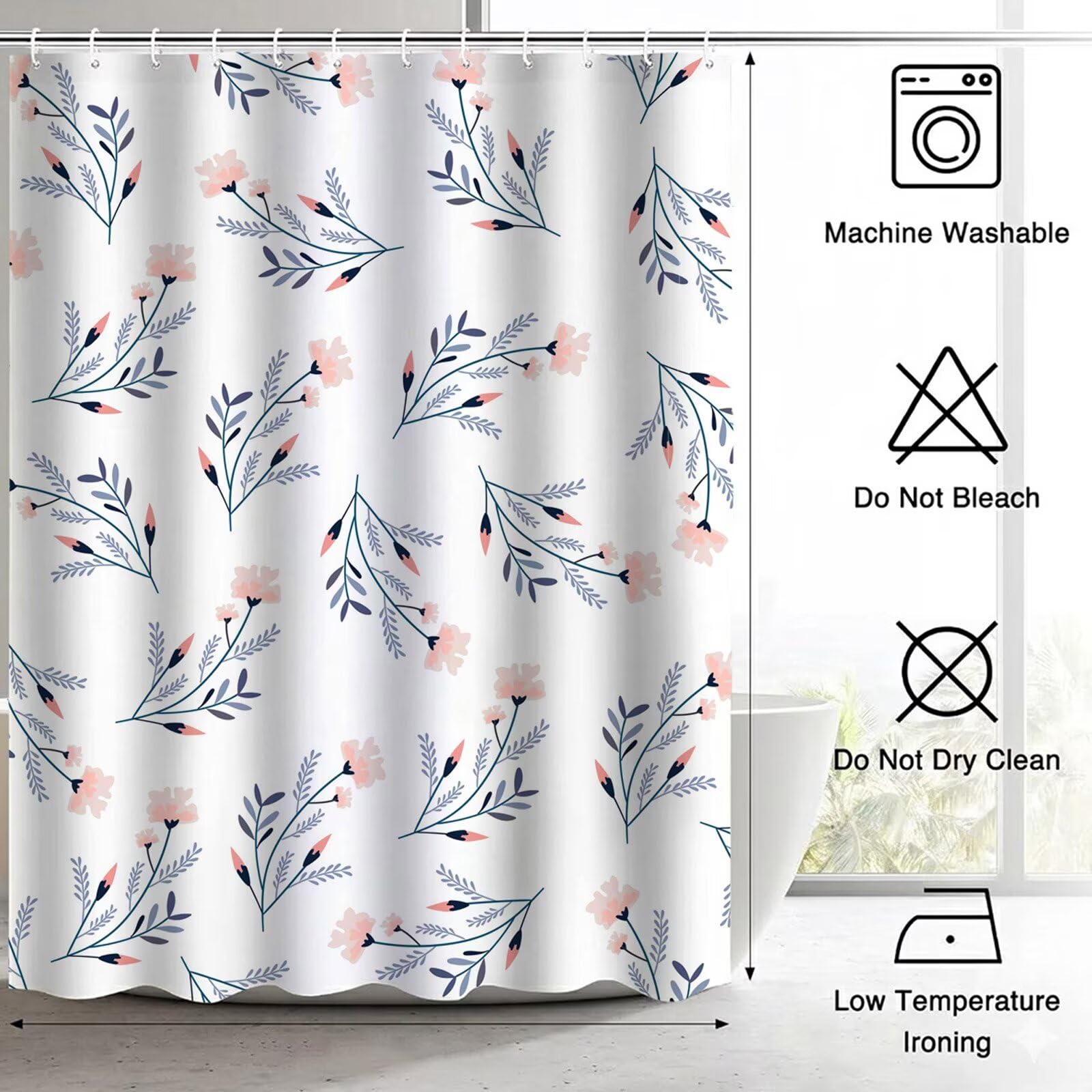Biała zasłona prysznicowa 240 x 200 cm, wodoodporna, szybkoschnąca tkanina poliestrowa, bardzo długa zasłona prysznicowa z obciążonym dnem i 12 haczykami, nadająca się do prania, zasłony łazienkowe do