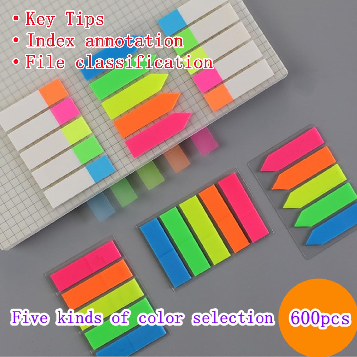 Index Tabs 174 Pieces - Writable Repositionable Page Markers For Books, Files, & Notes (3 Sizes) - View #8