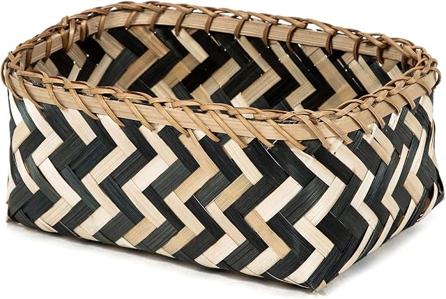 Compactor Zebra Basket, Black and Natural, Medium, BAMBOOO, S