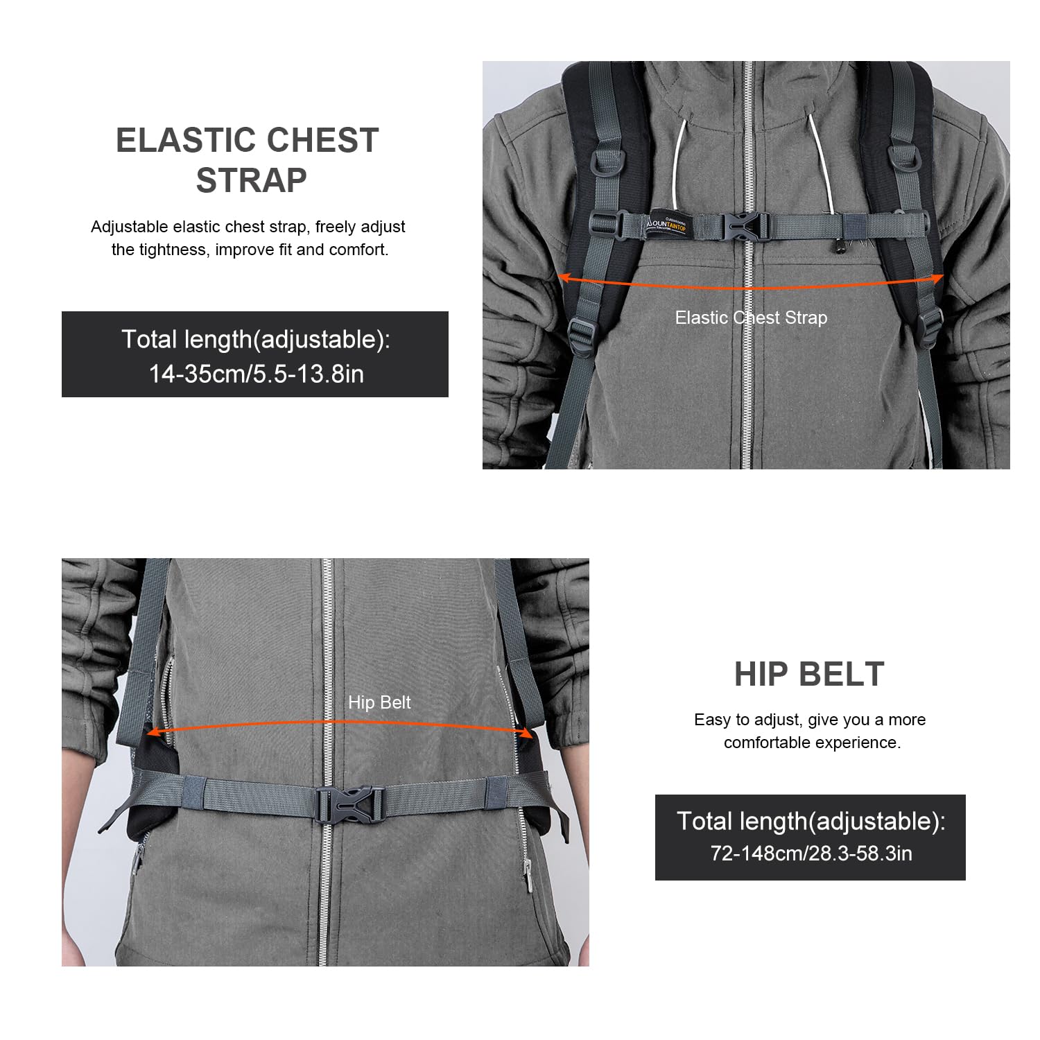 MOUNTAINTOP 40L Wanderrucksack Herren Damen Trekkingrucksack Backpacker Reiserucksack Outdoor Camping Klettern Rucksäcke mit Regenhülle