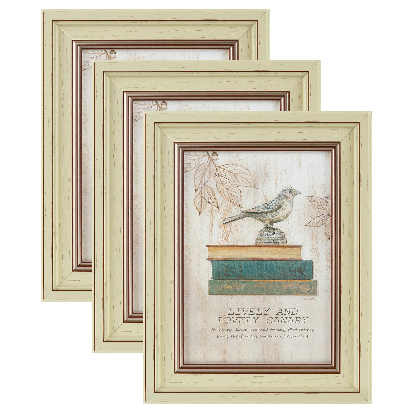 XUANLUO 3 Pack 4x6 Inch Picture Frames Farmhouse Rustic Vintage Distressed Wood Grain Photo Frame with HD plastic cover for Table Top Display and Wall Hanging