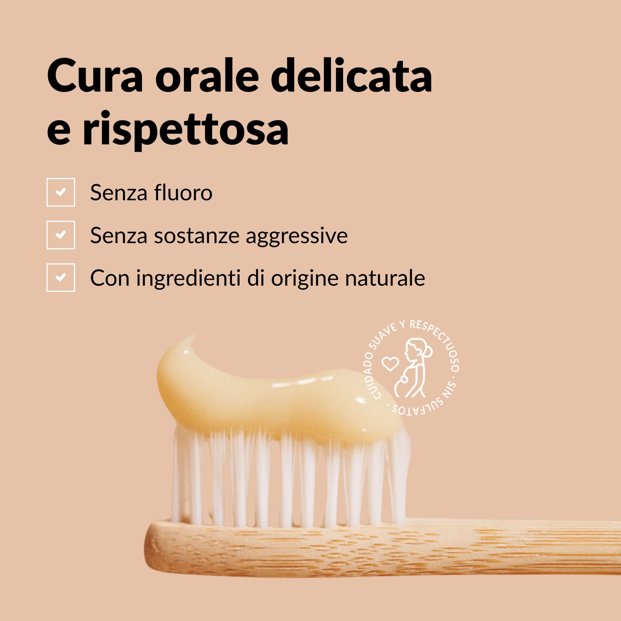 Dentale Prebiotico Senza Fluoro con Nano Idrossiapatite - Gengive Sensibili - Gravidanza e Postpartum - Calma, Protegge e Rafforza la Flora Orale - Con Aloe Vera, Xilitolo ed Estratti Botanici - 225ml