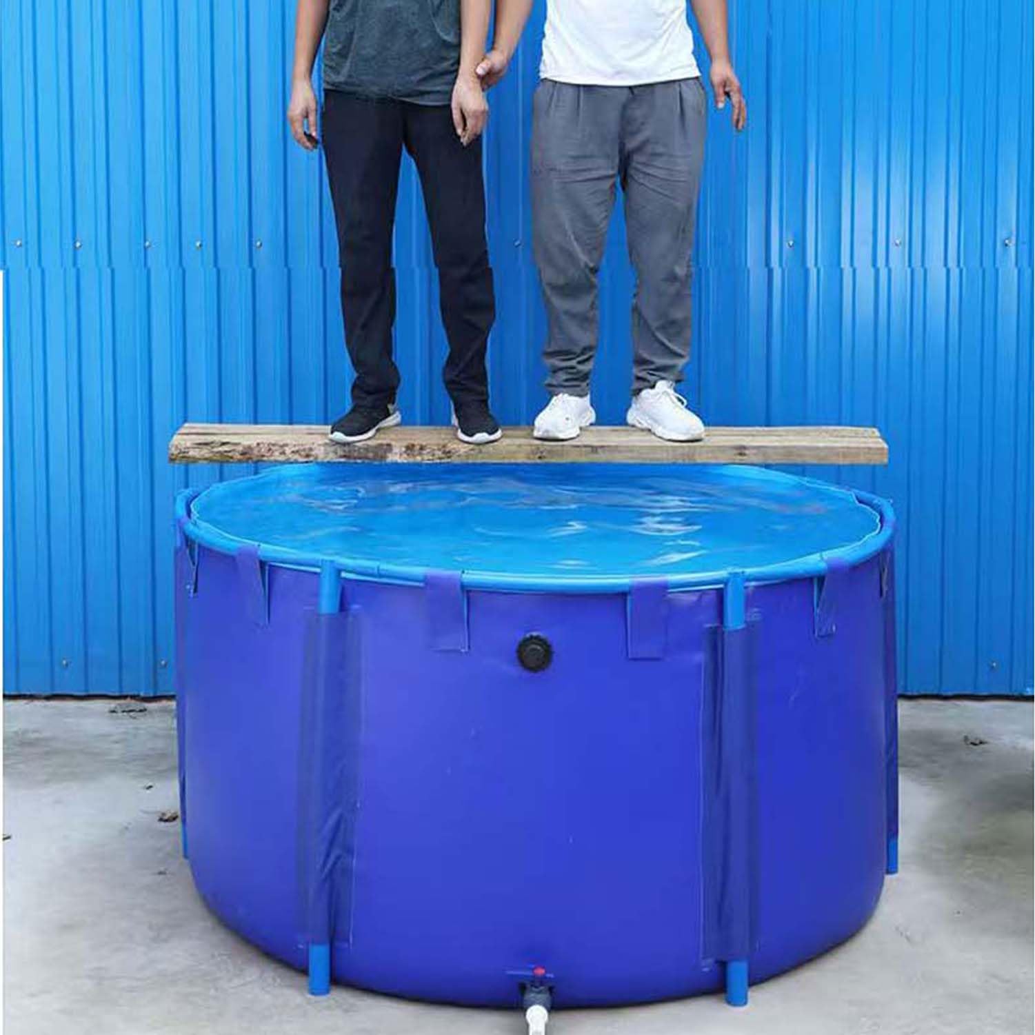 Grande stagno rotondo per pesci in tela di PVC, serbatoio per acquario esterno con staffa, piscina temporanea per acquacoltura e irrigazione, 2,5 x 1 m