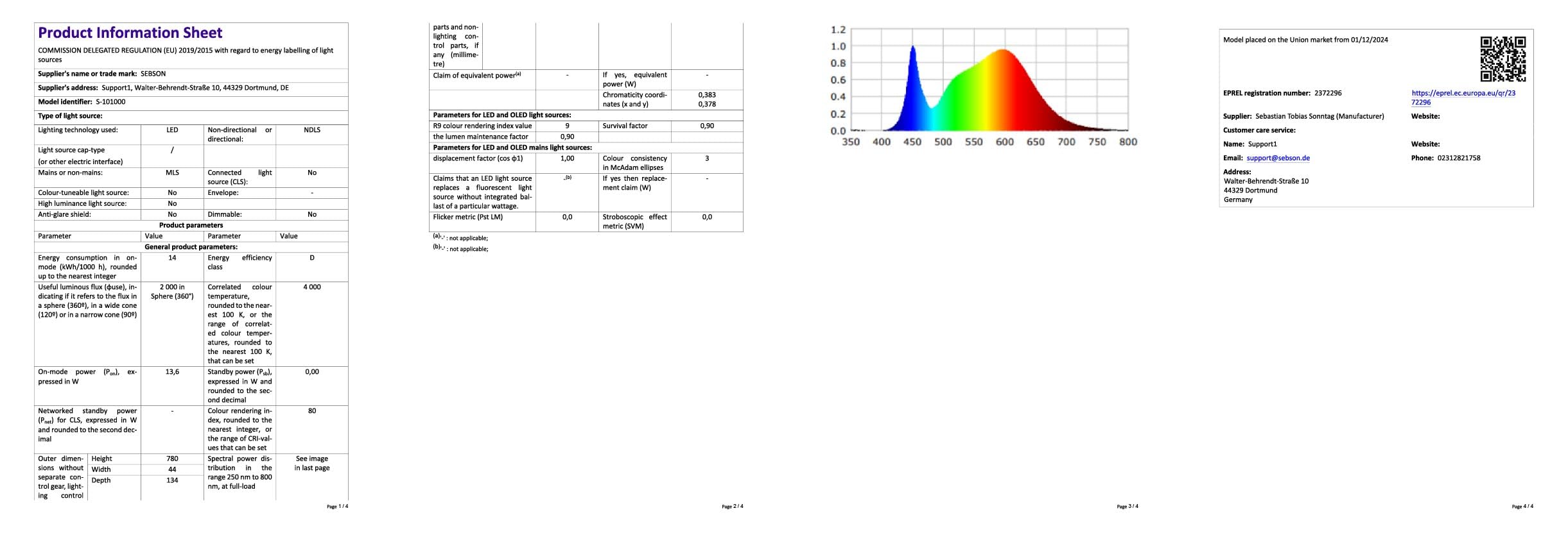 SEBSON® LED Lampada da Specchio per Bagno 78cm, IP44, Lampada Morsetto + Armadio, Bianco Neutro 4000K, 15W, 1100lm - 780x108x44mm