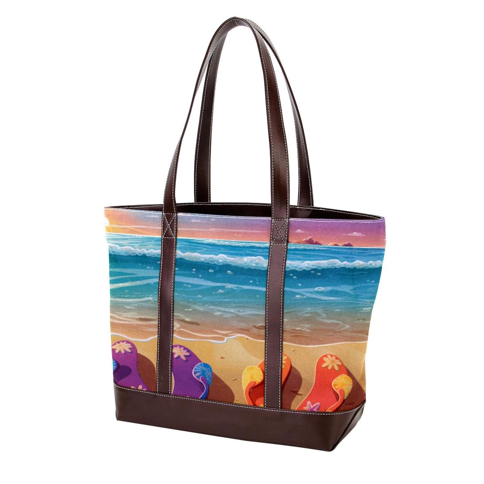 The Tote Bag For Women Tote Bag With Zipper Canvas Tote Bag Beach Travel Slippers Handbags