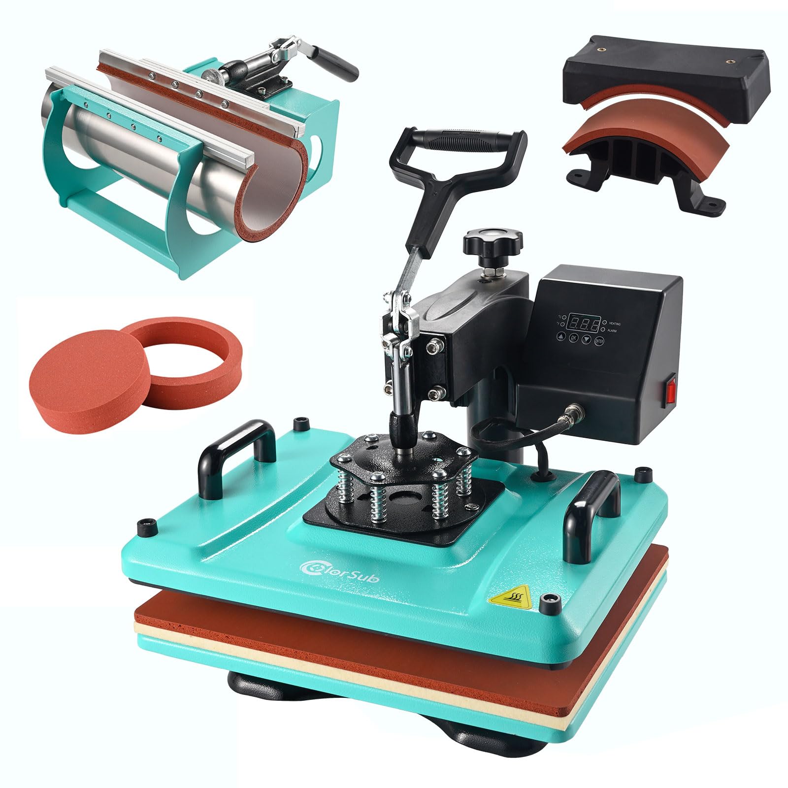 Máquina de prensado térmico ColorSub para camisetas de 12 x 15 pulgadas, 5 en 1, para transferencia de calor por sublimación.
