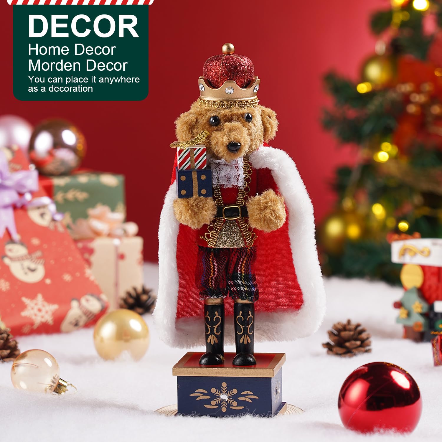 Casse-Noisette De Noël En Bois - Figurine 28 Cm "Le Roi Des Petits Ours", Décoration Intérieure, Cadeau De Noël Traditionnel