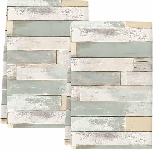 Miniatura 11 de Kitchen Towels Set of 3 Sage Green Wood Grain Dish Towels and Dishcloths Sets Decorative Tea Towel Rustic Retro Wooden Absorbent Hand Towels for