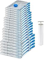 Amazon Basics Vacuum Storage Bags with Hand Pump, 20-Pack Space Saver Compression Bags for Clothes, Blankets, Duvets (5 Small, 5 Medium, 5 Large, 5 Jumbo)