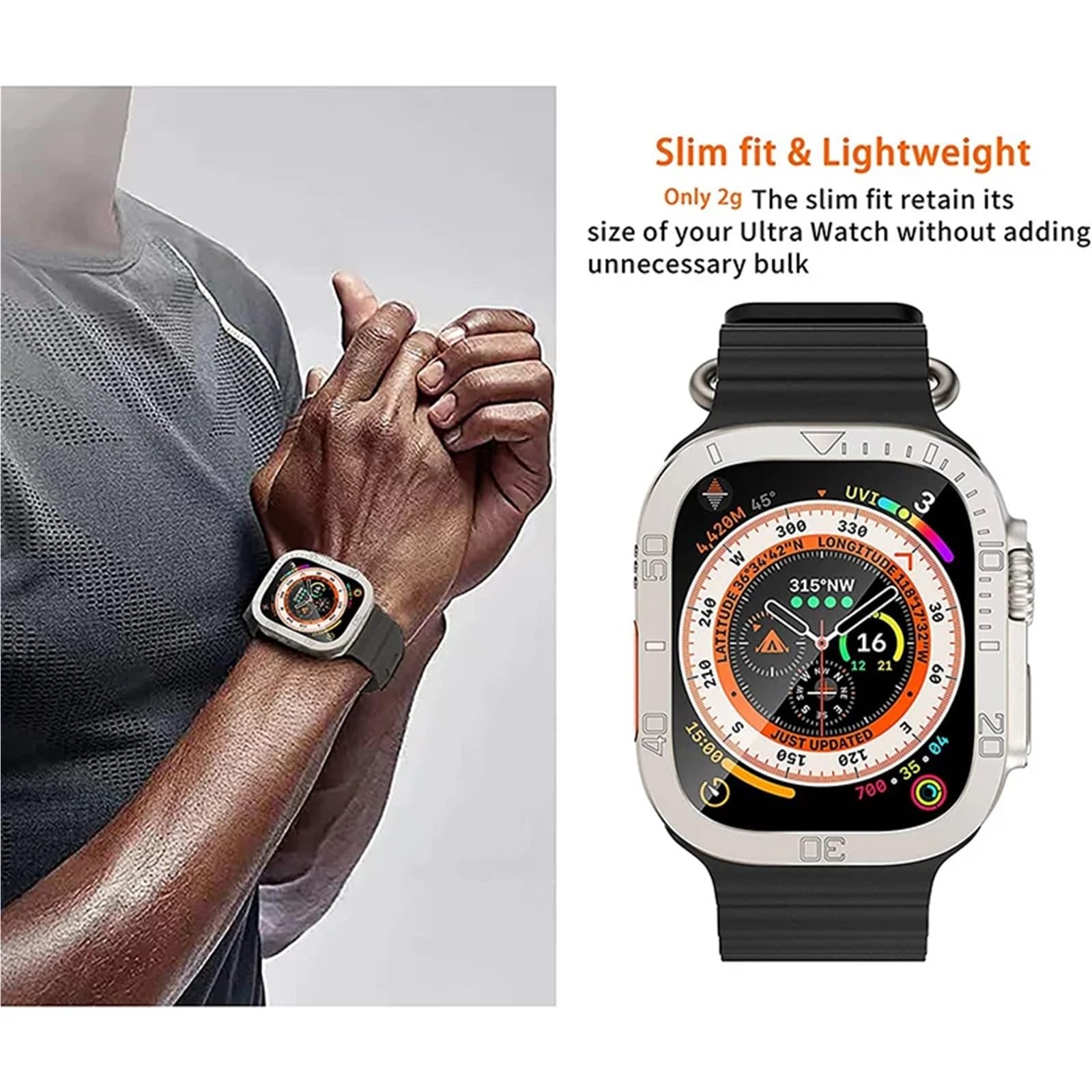 SCHIK Vetro temperato per Apple Watch Ultra 2 49mm Protezione schermo Telaio in metallo antigraffio per accessori IWatch Series Ultra 49mm