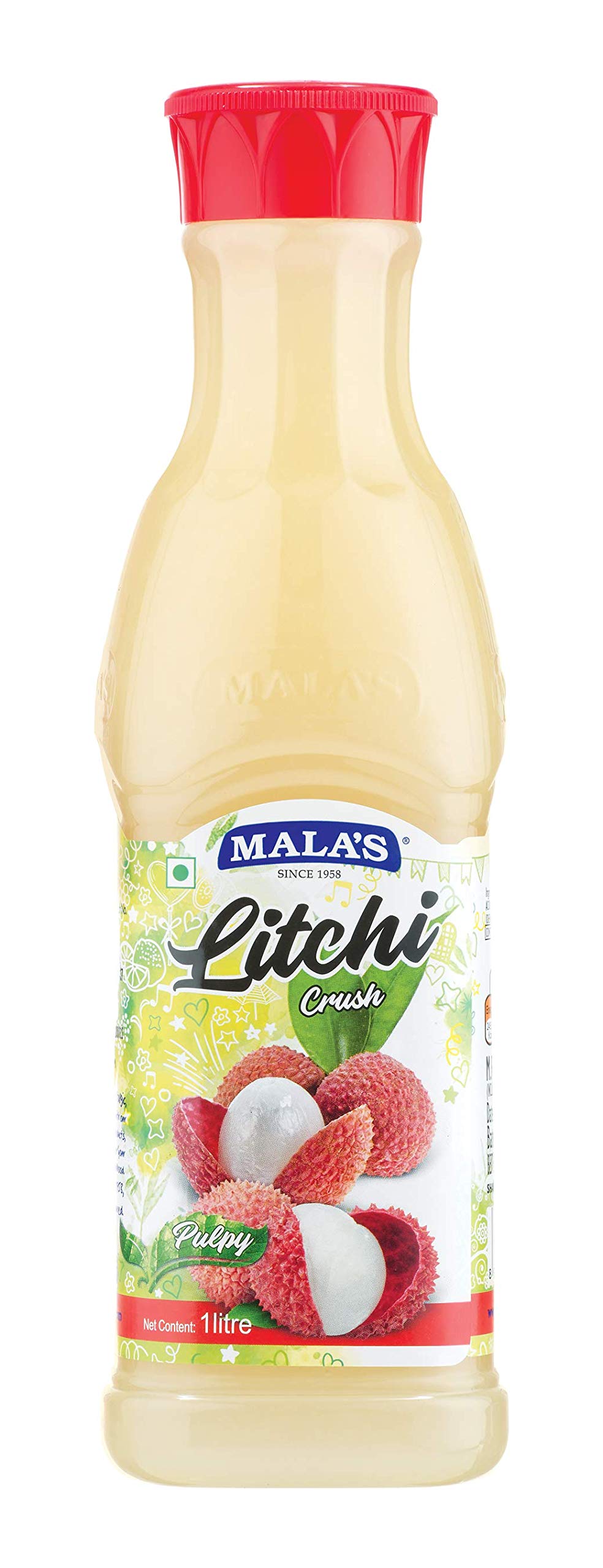 Mala's Mala Litchi Crush Fruit Drink - 1 litre Bottle, 1000 g