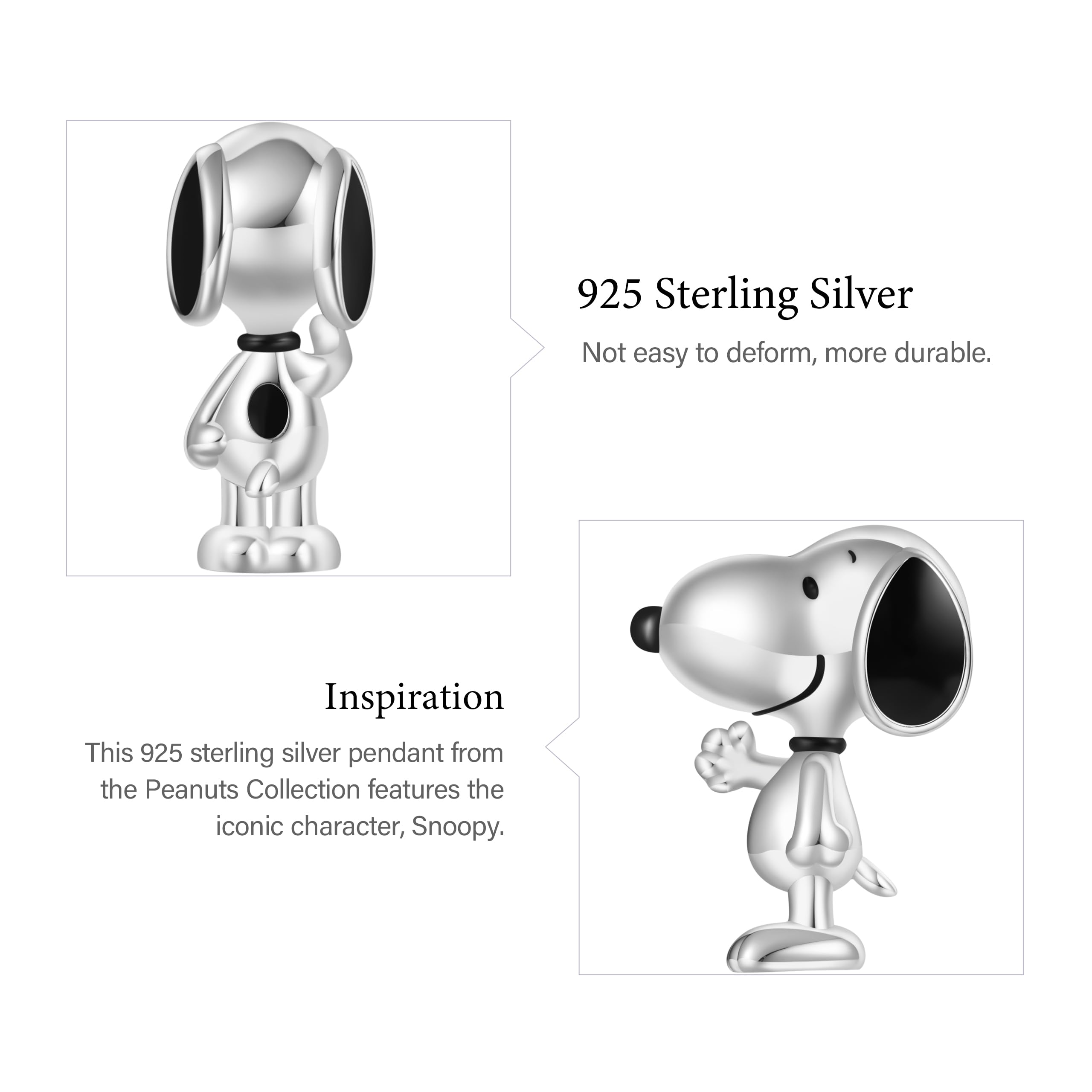 GNOCE Snoopy wisiorek z zawieszką ze srebra próby 925 charms dla kobiet i dziewcząt biżuteria prezent dla fanów