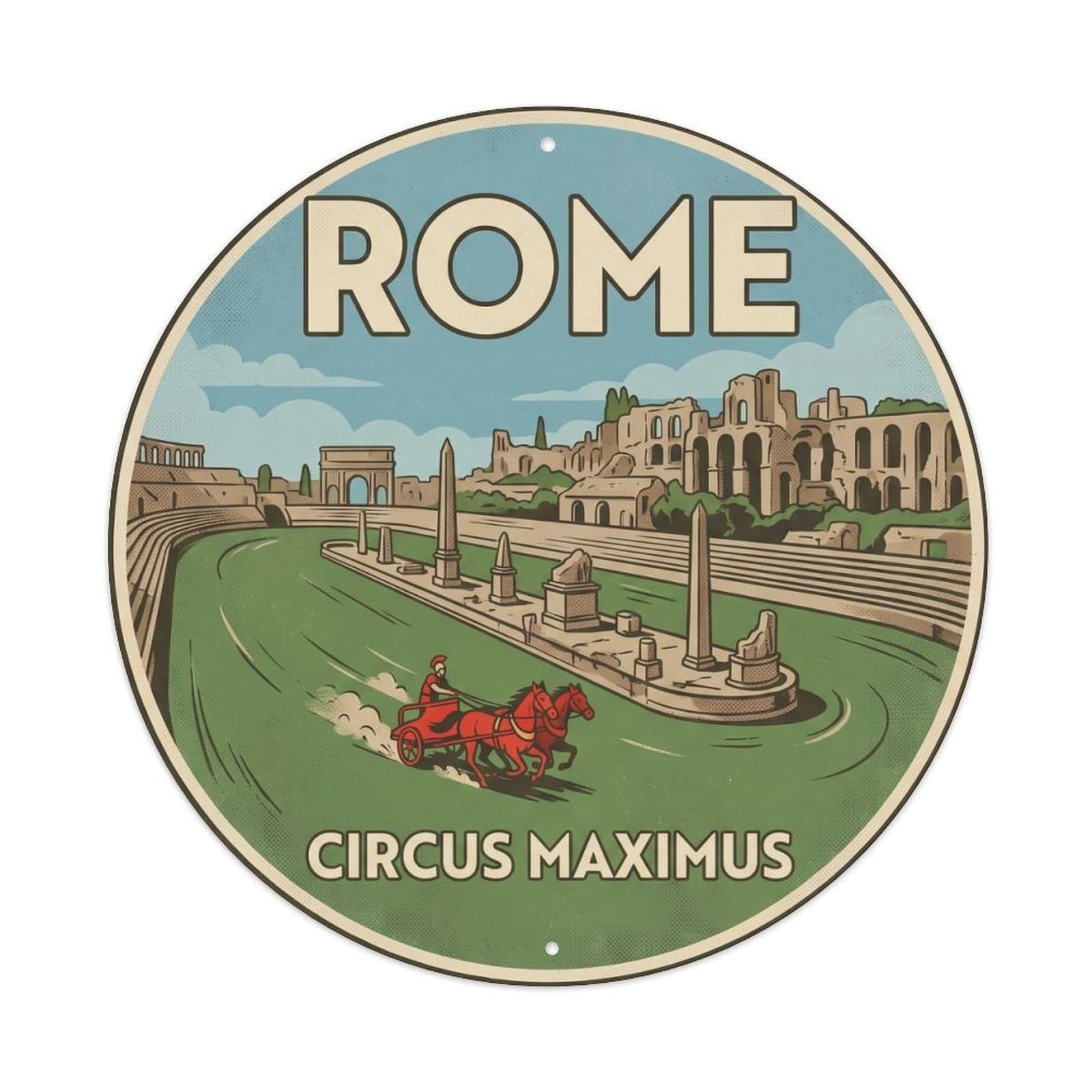 Rome Italy City Landmark Travel Circus Vintage Metal Tin Sign