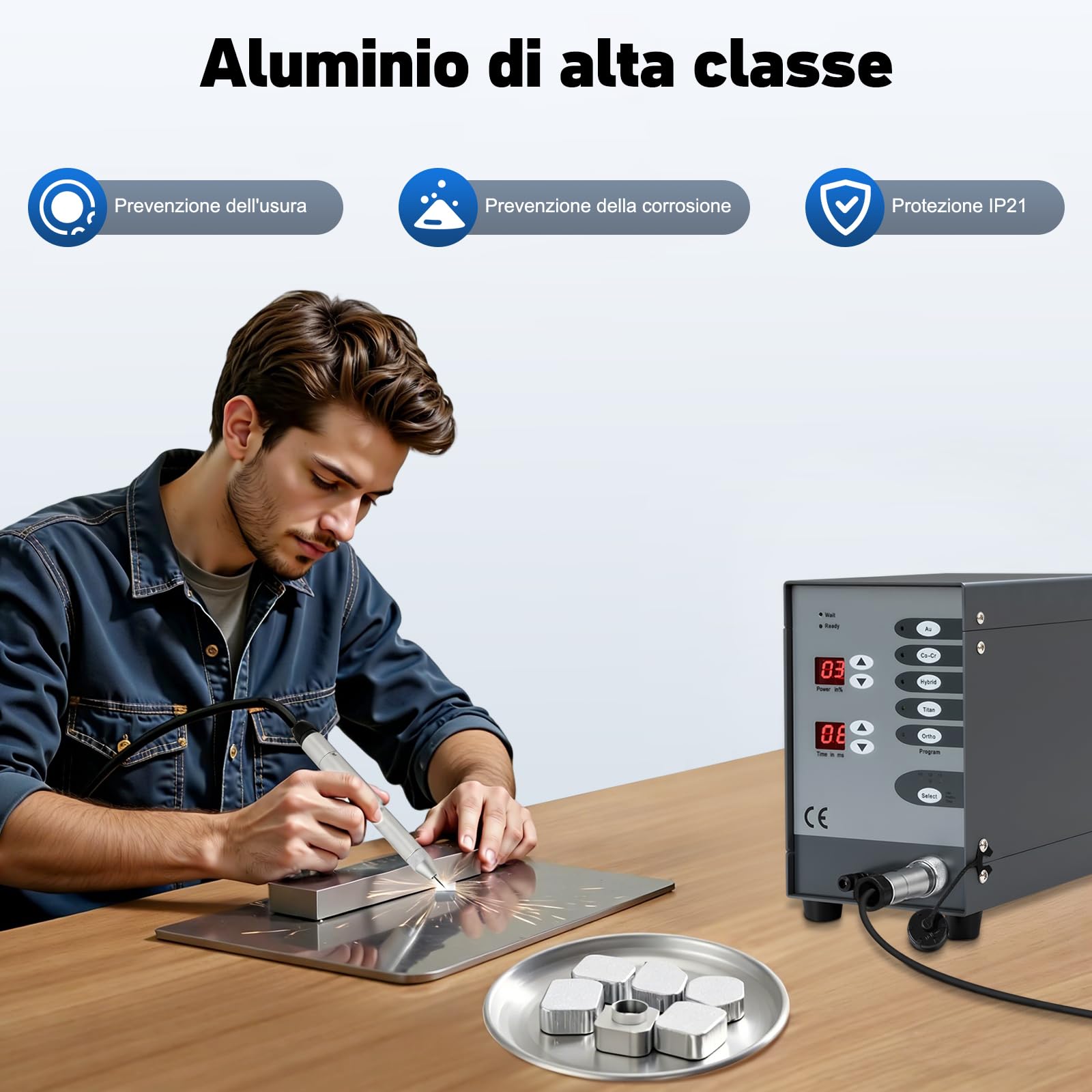 Macchina per saldatura a punti automatica, saldatrice a punti ad arco ad argon a impulsi da 100W, saldatore per gioielli, saldatrice a punti ad impulsi, saldatrice elettrica portatile, set di