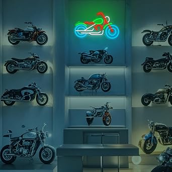 Anywin Motorbike Neon Signs, Motorcycle Night Light, Garage LED Signs with Dimmer for Wall Decor, Gifts for Men, Father, Harley Davidson Fans & Motorcycle Enthusiasts for Birthday, Father's Day, Xmas [Energy Class G]