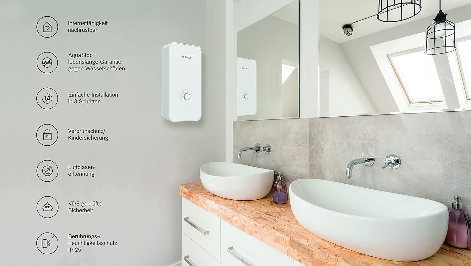Bosch TR5001R in a bathroom setting, highlighting features