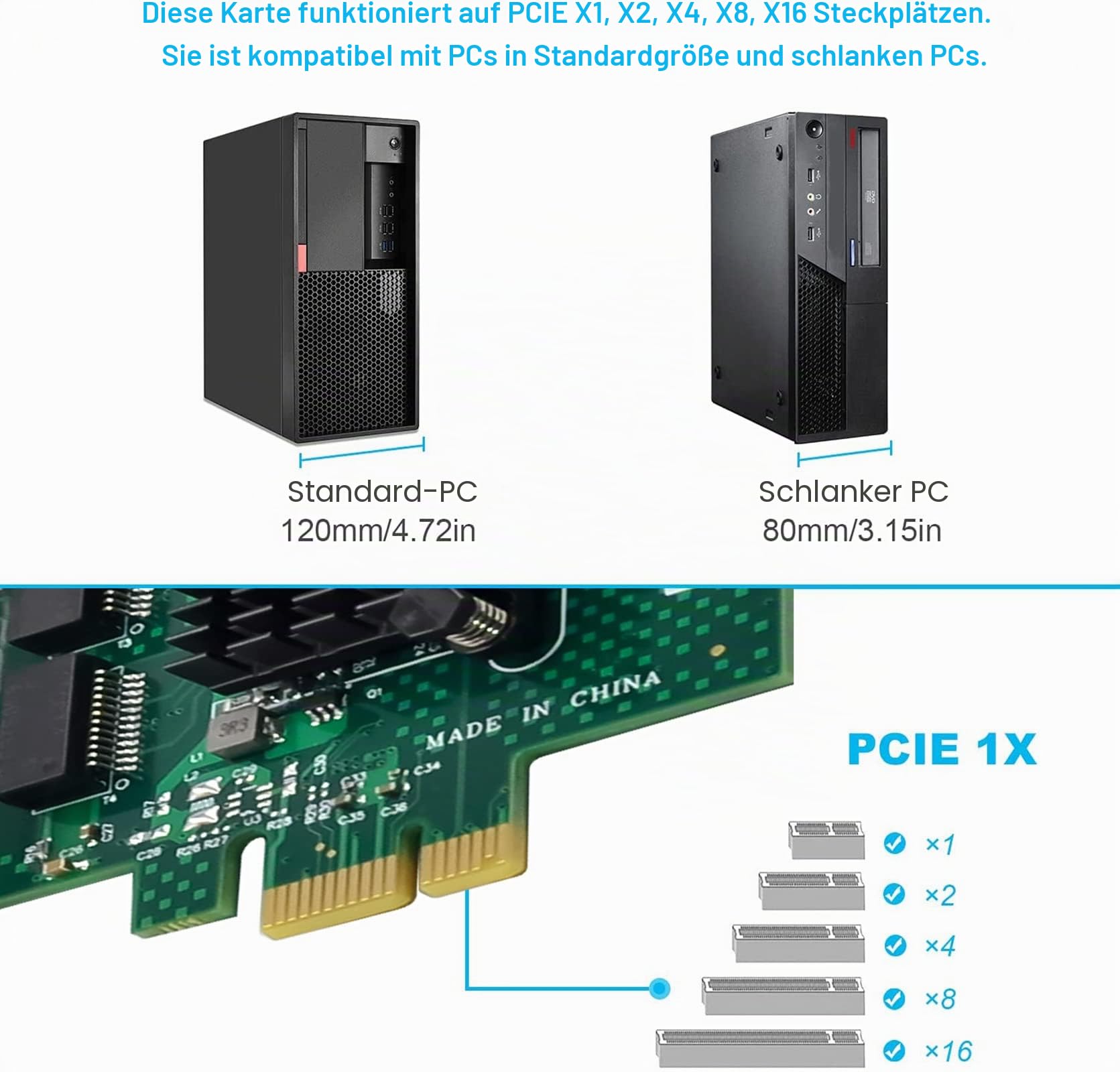 Dual Port PCIe Gigabit Ethernet Server Adapter mit NetXtreme Chipsatz BCM5720-2P PCI Express 1000M Netzwerk-LAN-Karte für Windows Sever Linux Ubuntu VMware