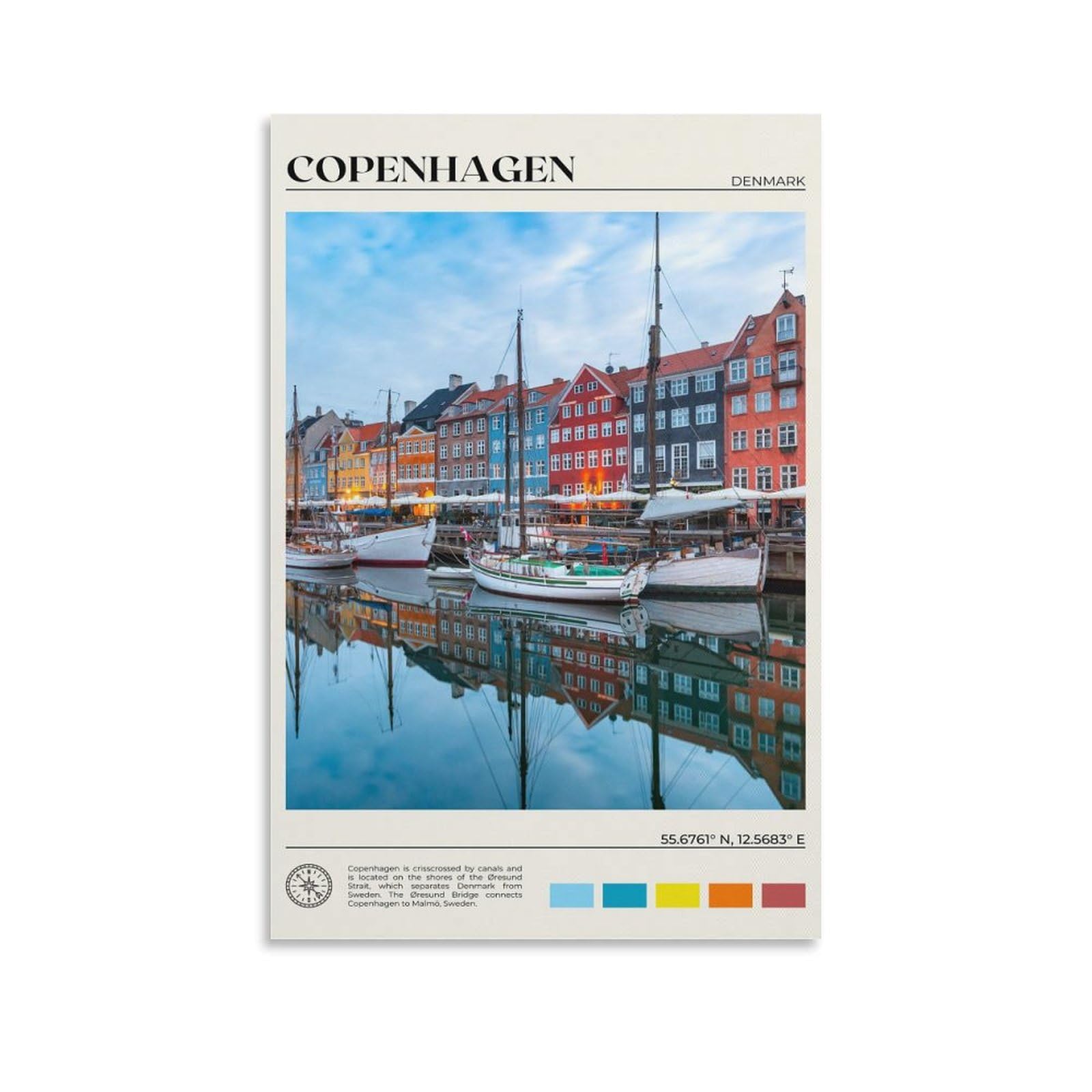 IkiCk Real Photo, Copenhagen Print, Copenhagen Wall Art, Copenhagen Poster, Copenhagen Photo, Copenhagen P Canvas Wall Art Print Poster For Home