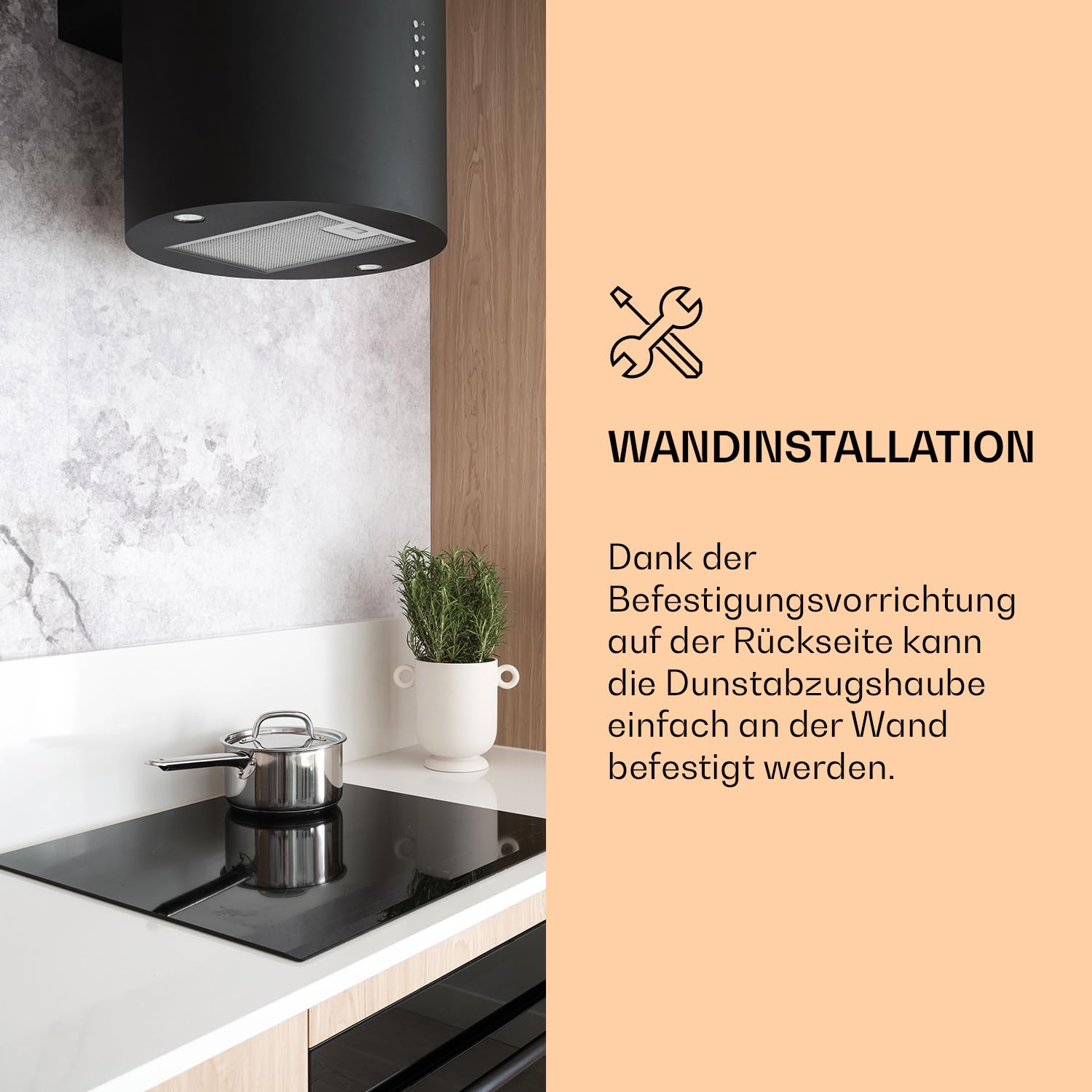 Klarstein Barella Dunstabzugshaube Umluft 557 m³/h LED Aktivkohlefilter 35 x 93 x 43 cm schwarz