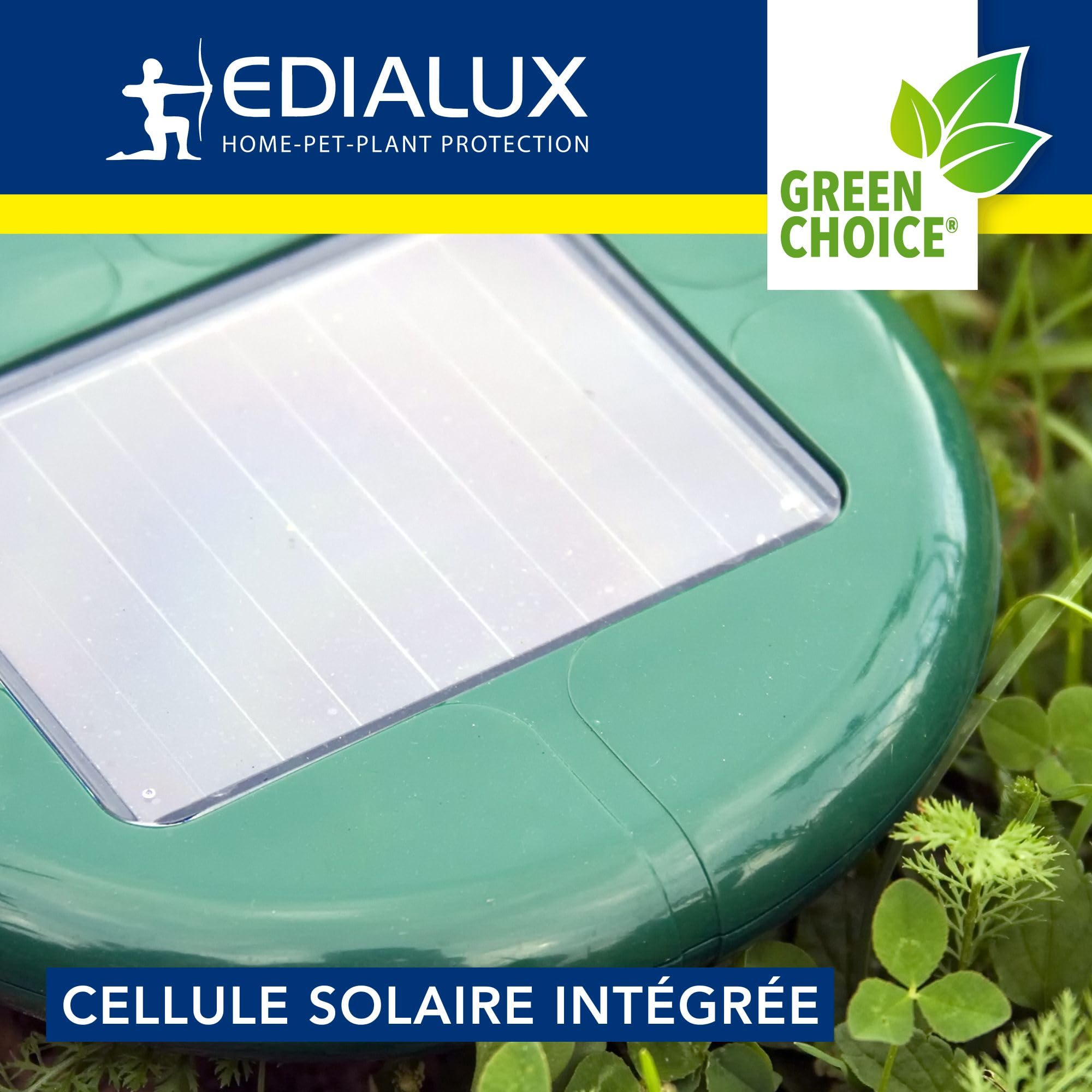 Edialux Répulseur Solaire pour Taupes avec Sons et Vibrations système répulsif ultrasonique écologique pour Jardin Protection Jusqu’à 350 m² résistant aux intempéries