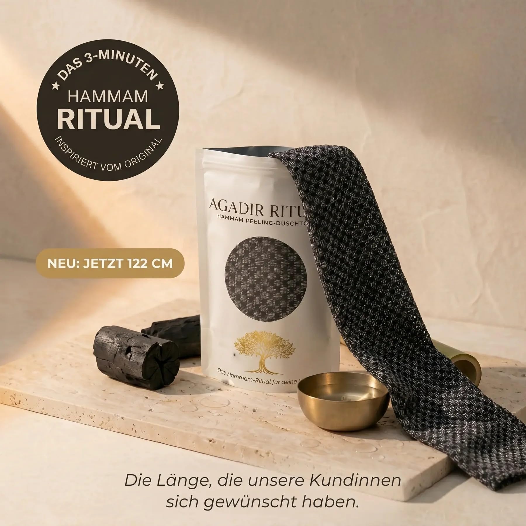 Agadir Ritual Duschtuch Peeling - Hammam Peeling-Duschtuch(1 PCS Schwarz)