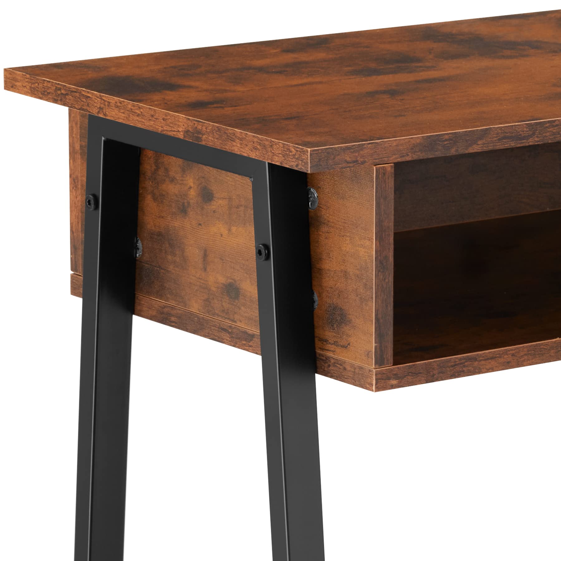 tectake® Mesa Consola de Estilo Industrial, Estante de Rejilla, Espacio de Almacenamiento, Mueble Auxiliar Salón, Aparadores para Salon - 100 x 35 x 80,5 cm Madera Industrial Oscura, Rústica
