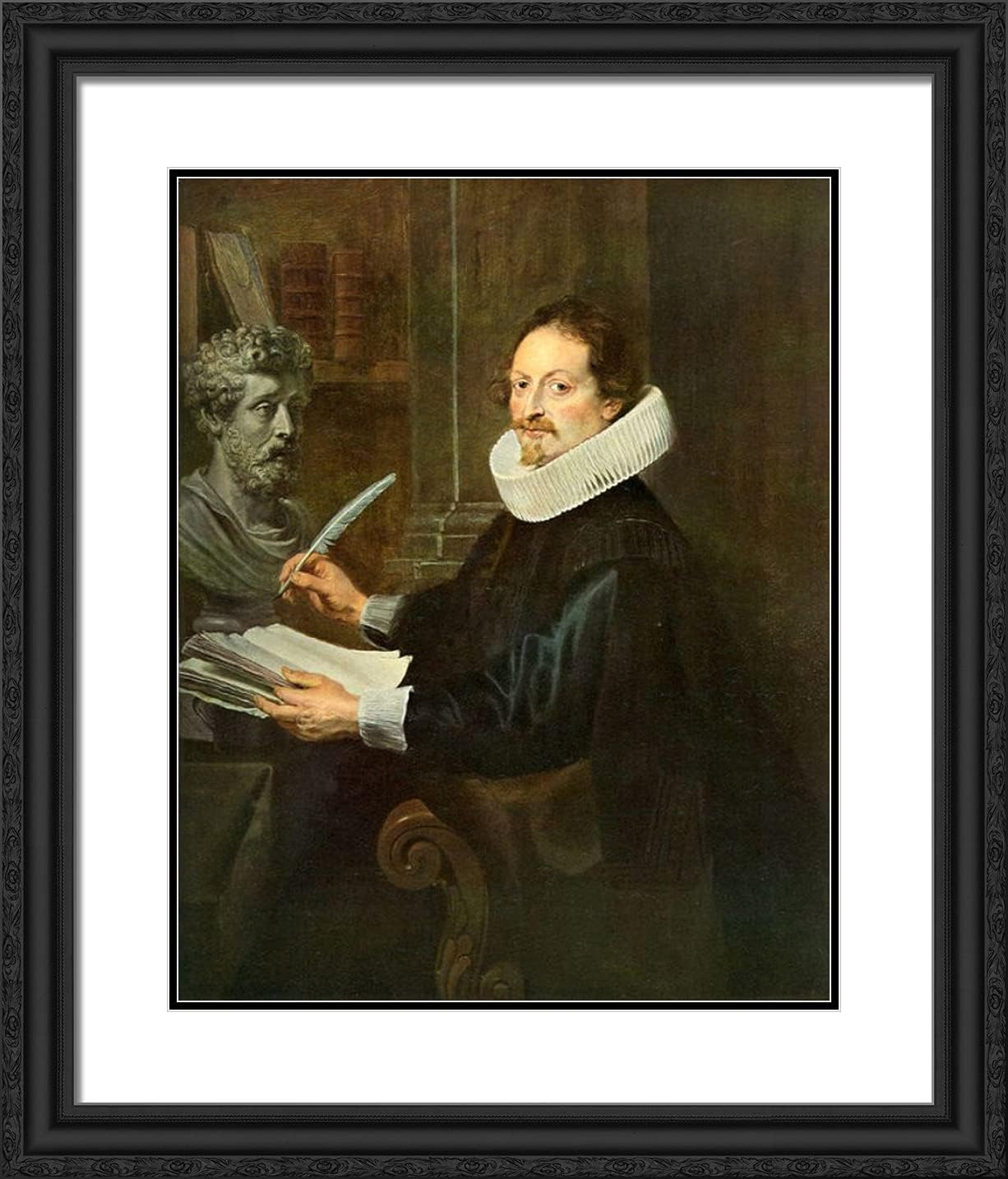 ArtDirect Rubens, Peter Paul 20x23 Gold Ornate Framed Art Print with Double Matting Titled: Portrait of Haspar Hevarts