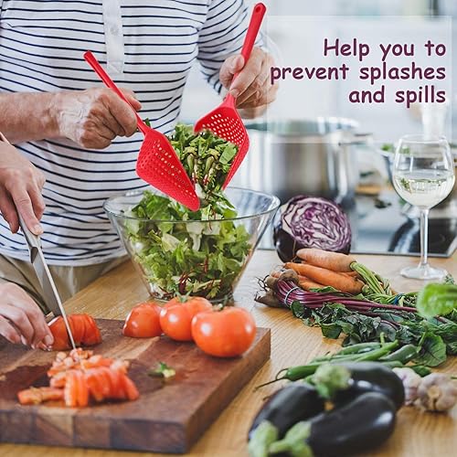 Miniatura 5 de Colador de nailon para cocina, cuchara espumadera con mango largo, coladores de pala de drenaje, palas con fugas de agua, coladores de pala de