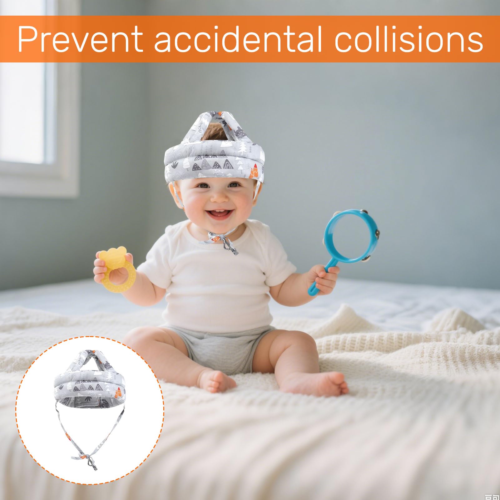 Baby Safety Helmet Set,Baby Head Protector with Anti-Slip Knee Pads and Grip Socks for Infant,Baby Safety Helmet,Soft B aby S afety H elmet for Toddlers Learning to Crawl & Walk - Image 4