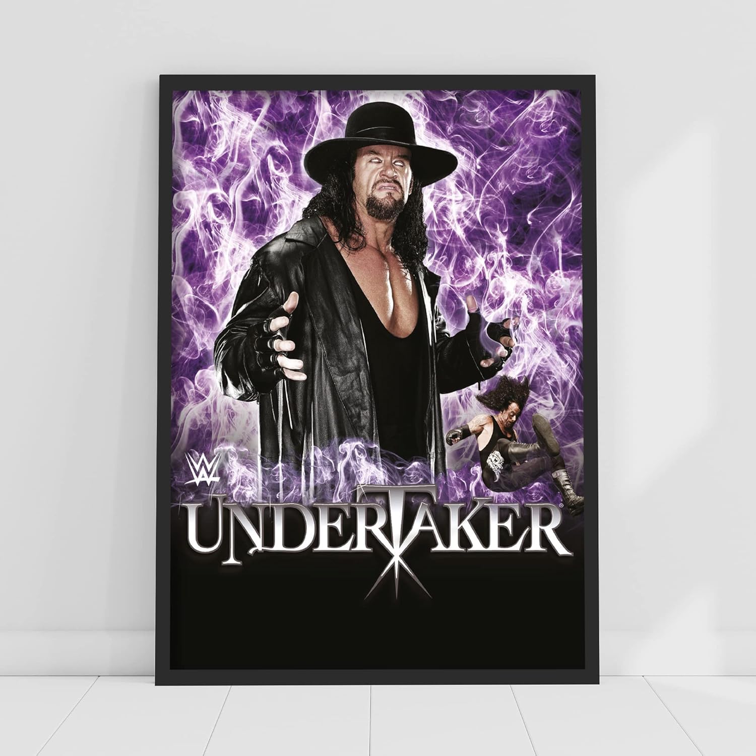Themed Purple Wwe Print - The Undertaker Flames Poster Wrestling Wall Art (A4-21Cm X 29.7Cm)