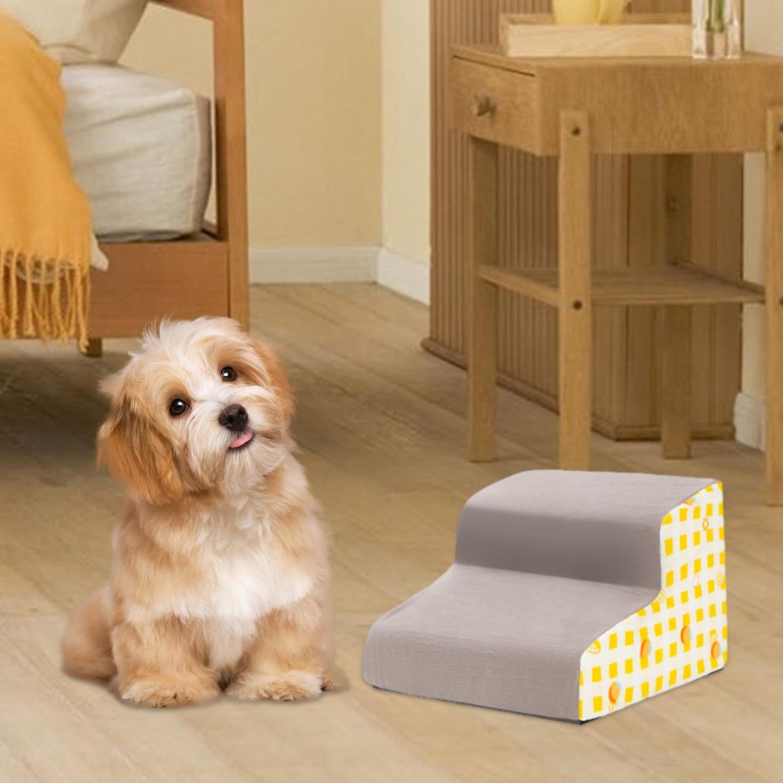 Rampa Per Cani JISADER 2 Gradini | Scala Morbida Per Divano E Letto | Copertura Lavabile | Ideale Per Cuccioli E Cani Anziani - Foto 13