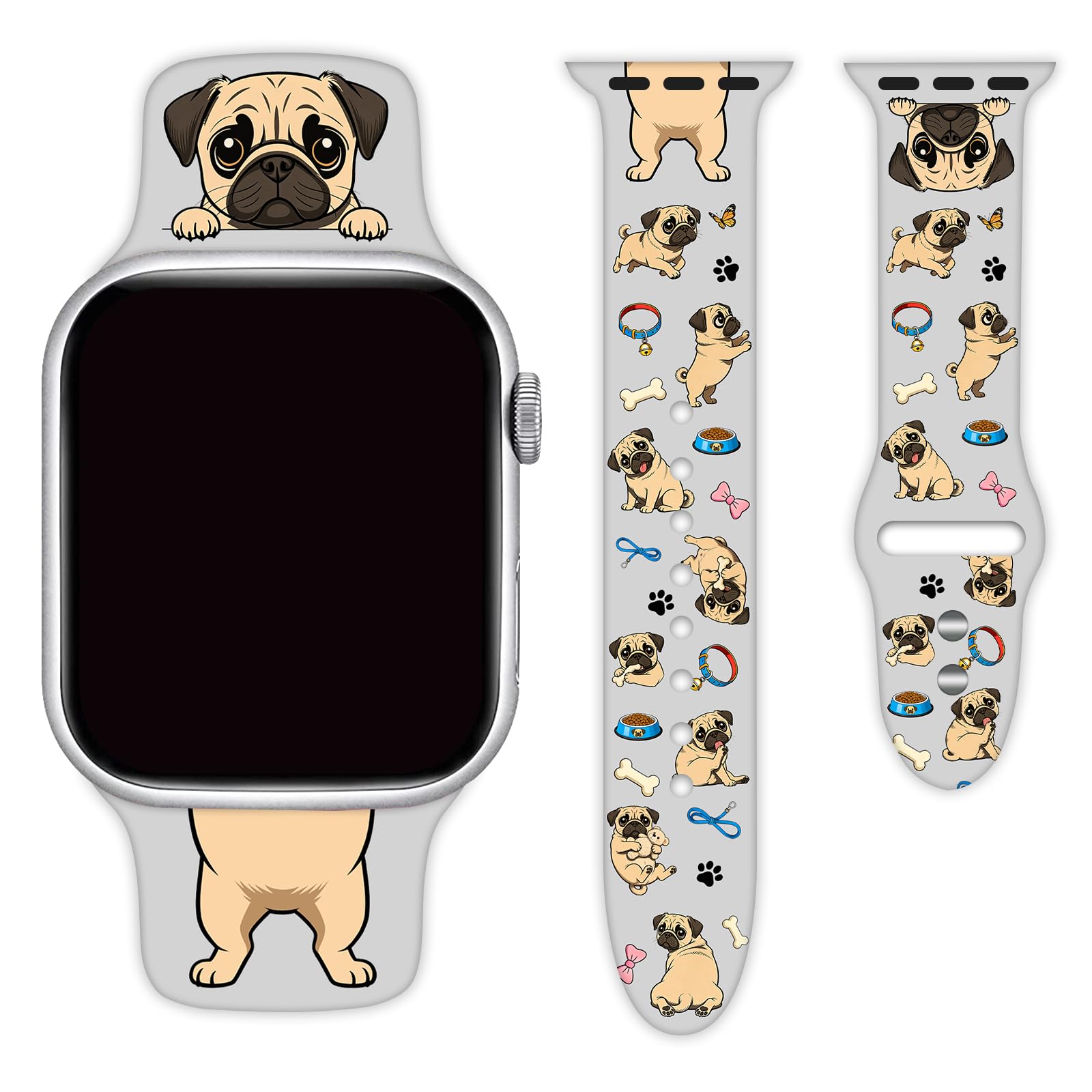 Dog Silicone Bands Compatible with Apple Watch 38mm 40mm 41mm 42mm 44mm 45mm 46mm 49mm Women Men, Soft Waterproof Replacement Sport Straps Wristbands for iWatch Series 11 10 9 8 7 6 5 4 SE/Ultra 3 2 1 - 3