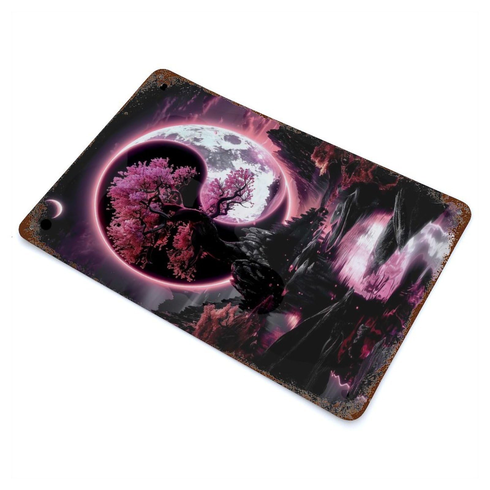 Serenity & Tranquility Rustic Tin Plaque 11.8"x7.9", Ideal for Cafe, Home Bar And Lounge Decor