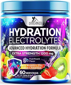 Hydration Replenisher Daily Electrolyte Drink Mix – Hydration Powder for Rapid Hydration with 6 Electrolytes & Minerals, Zero Sugar, Keto, Vegan, Non-GMO & Sugar-Free Electrolyte Powder - 60 Servings