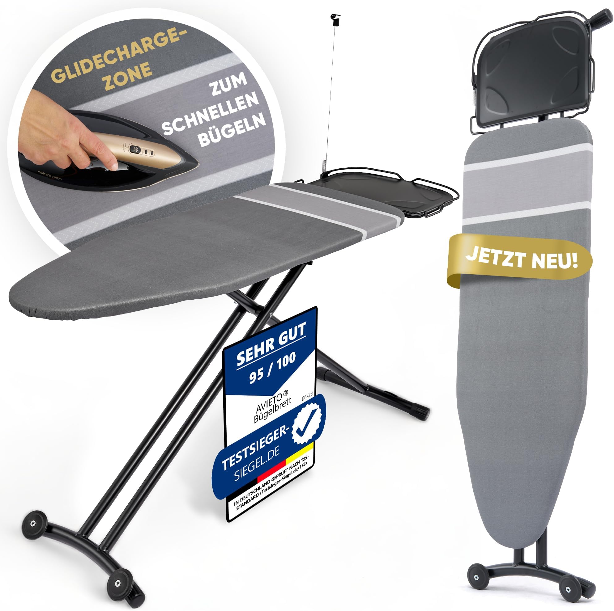 Avieto XXL Bügelbrett Dampfbügelstation 124x47 für Dampfbügeleisen